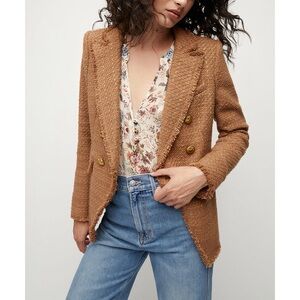 Veronica Beard Dickey Miller Tweed Double-Breasted Brown Blazer Jacket